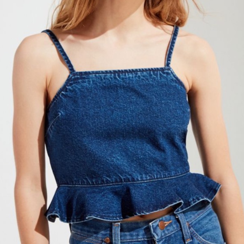 Urban Outfitters Denim Peplum Crop Top